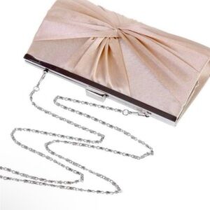 NWT- Knotted Satin Pleat Evening
Clutch Bag - Champagne